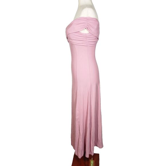 OGL Eco-SkinKiss Flowy Crisscross Off Shoulder Padded Brami Midi Dress Rose Sz M - Picture 5 of 9